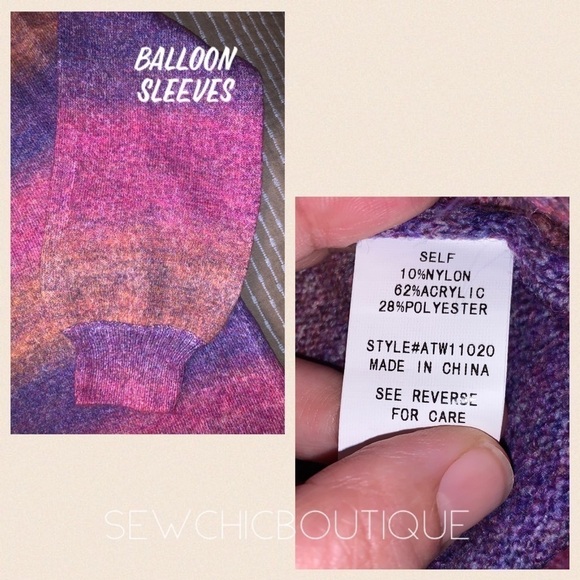 Purple Multicolor Tie Dye Sweater - Picture 7 of 7